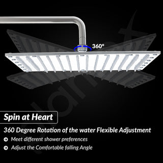 Plantex Stainless Steel Shower head for Bathroom 12 x 12 inch with Water Saving Techonology/Rain Flow Overhead Shower without Arm/Bathroom Shower - (Sandwich-Chrome)