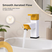 Plantex Single Lever Pillar Cock/Washbasin Tap with Water Saving Aerator/Water Tap for Bathroom Sink - Pack of 1 (PTMT-EDS-123, Yellow & White)