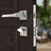 Plantex Triple Security Door Lock for Home/Main Door Lock Set with 3 Years of Warranty/Mortise Lock for Door with Brass Lock Body & Cylinder(7090 - Satin White & Chrome Finish)