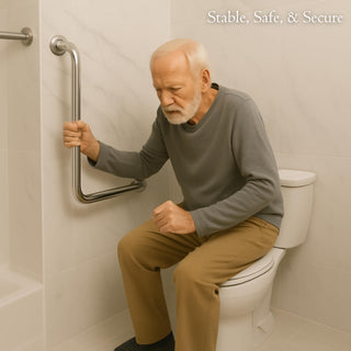 Plantex L-Shape Toilet Support for Elderly People/Wall-Mounted Safety Handle Made of Stainless Steel - Pack of 2 (Chrome)