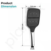 Plantex ABS Hand Shower for Bath/3 Mode Multifunctional Shower/Rectangle Hand Shower Without Hose Pipe for Home/Hotel - (Chrome, H597)