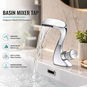 Plantex Wash Basin Tap/Pure Brass Single Knob Hot & Cold Mixer/Pillar Cock Tap for Washbasin/Deck Mount Sink Tap - (Chrome)