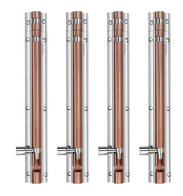 Plantex Heavy Duty 8-inch Joint-Less Tower Bolt for Wooden and PVC Doors for Home Main Door/Bathroom/Windows/Wardrobe - Pack of 4 (703, Rose Gold and Chrome)