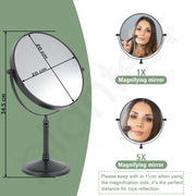 Plantex Premium Brass Magnifying Mirror/Dual Side Shaving Mirror for Bathroom With 5x/1x Magnification/Tabletop Vanity Hand Mirrors Stand (8 Inch-Black/Tabletop)