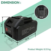 Plantex Lithium-lon Rechargeable Battery/Norminal Voltage 18.5V and Max Charge Voltage 21V/Rated Capacity 3000mAH 55.5Wh - Pack of 1 (ML-MT18155V10 - Black)