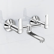 Plantex Pure Brass Non Telephonic Wall Mixer with Water Saving Nozzle/Mixer Tap for Bathroom with Brass Wall Flange and Teflon Tape (Dol-2319-Chrome)
