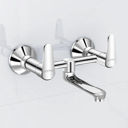Plantex Pure Brass Non Telephonic Wall Mixer with Water Saving Nozzle/Mixer Tap for Bathroom with Brass Wall Flange and Teflon Tape (Dol-2319-Chrome)
