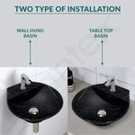 Plantex Ceramic Wall Hung Wash Basin/Wall Mount Basin for Bathroom/Washbasin Sink for Home/Office/Restaurant (Black - 15 x 15 x 5 Inch)