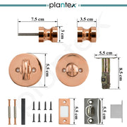 Plantex Bathroom Door Lock/Stainless Steel Pull Push Door Handle Lock Set/Keyless Lock Handle for Bathroom (PVD Rose Gold, DTM-666)