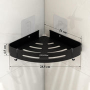 Plantex Corner Shelf for Bathroom Wall/Self Adhesive Bathroom Shelf/Aluminium Shelf Corner Organiser Without Drill/Adhesive Corner Shelf Rack- Pack of 2 (9x9 Inch, Matt Black)