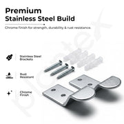 Plantex Stainless Steel Urinal Wall Mount Bracket Set with Toilet Fixing Bolts & Screws/Universal Toilet Wall Hook Support/Bathroom Urinal Hanging Kit with Anchors â€“ Chrome