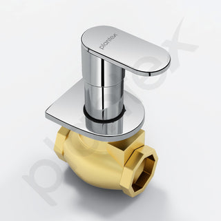 Plantex Pure Brass 25 mm Toilet Flush Valve for Toilet with Teflon Tape and Brass Wall Flange for Commercial and Residential Use-(ORN-220-Chrome)