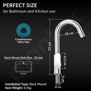 Plantex Pure Brass Sink Tap for Kitchen Basin/Sink Tap for Wash Basin/Deck Mount/Sink Cock with Wall Flange-(APS-2602-chrm)