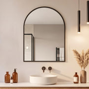 Plantex Aluminium Frame Mirror for Bathroom/Wall Mount Half-Capsule Mirror for Bedroom/Dressing Room/Living Room/Entryway - (Black, 18x24 Inch)