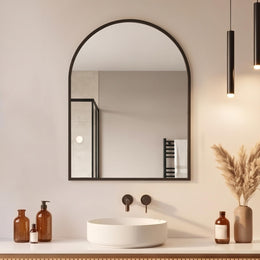 Plantex Aluminium Frame Mirror for Bathroom/Wall Mount Half-Capsule Mirror for Bedroom/Dressing Room/Living Room/Entryway - (Black, 18x24 Inch)