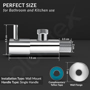 Plantex Pure Brass Angle Valve for Bathroom with Brass Wall Flange and Teflon Tape/Angular Stop Cock for Health Faucet and Wash basin- [ICO-905-Mirror Chrome]