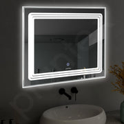 Plantex Glass LED Mirror for Bedroom/Wall with 3 Lighting Option/Smart Mirror for Living Room/Bedroom/Dressing Room - Rectangle Shape (18 X 24 Inch)
