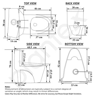 Plantex Platinum Ceramic Rimless Western Commode/One Piece Floor Mounted Commode/Siphonic Vaccum Flush Toilet with Soft Close Toilet Seat Cover - S Trap Outlet (White)