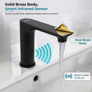 Plantex Sensor Tap for Kitchen Sink/Solid Brass Automatic Touchless Faucet for Wash Basin/Electronic Basin Tap/Sink Tap for Kitchen Basin (10009, Black)