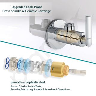 Plantex Pure Brass Angle Valve for Bathroom with Teflon tape & Brass Wall Flange/Angle Cocke for Bathroom -[BAL-505-Chrome]