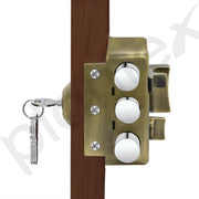 Plantex Heavy Duty Rim Locks for Main Door/Tri Bolt Lock for Main Door with 4 Keys/Suitable for Inside Opening Wooden Door - Pack of 1 (Brass Antique)
