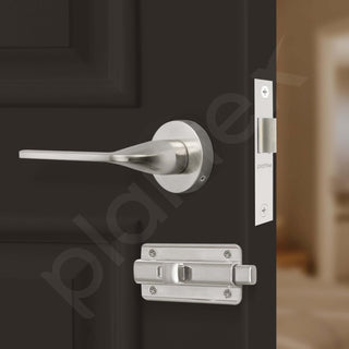 Plantex Brass Pearl Mortice Door Lock for Balcony and Bathroom Door Lock/Keyless Handle Set with Baby Latch (7060 - Matt Finish)