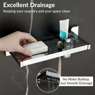 Plantex 2in1 Soap Dish with Tumbler Holder for Bathroom/304 Grade Stainless Steel Toothbrush Holder with Soap Case/Bathroom Accessories - (1914, Chrome)