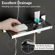 Plantex 2in1 Soap Dish with Tumbler Holder for Bathroom/304 Grade Stainless Steel Toothbrush Holder with Soap Case/Bathroom Accessories - (1914, Chrome)