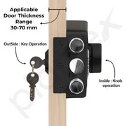 Plantex Brass Tri-Bolt Lock For Main Door/Heavy Duty Door Lock With 4 Keys/Suitable On Single Door For Home/Office/Hotel - Pack Of 1 (Z-Black)