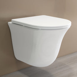 Plantex Ceramic Wall Hung Commode for Toilet/Rimless Washdown Western Commode/Commode with Soft Closing Toilet Seat - P Trap (Glossy White)