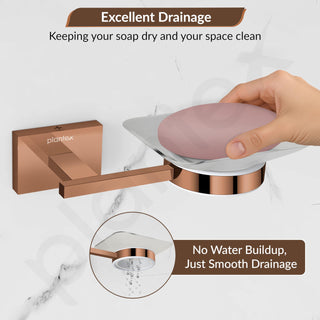 Plantex 304 Grade Stainless Steel Square Shape Wall Mounted Soap Holder/Soap Stand/Soap Case/Bathroom Accessories - Benz (Rose Gold)