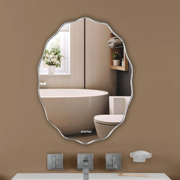 Plantex Frameless Oval Mirror for Wall/Mirror with Beveled Smooth Edges/Mirror for Bathroom/Dressing Room/Living Room/Bedroom/Entryway - (15 X 18 Inch)