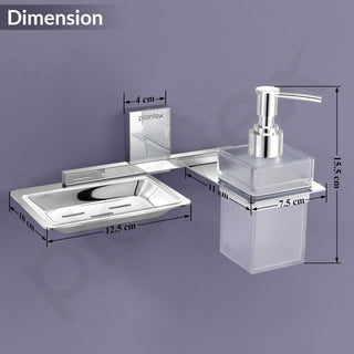 Plantex 304 Grade Stainless Steel Soap Dish with Liquid Soap Dispenser/Holder for Bathroom & Lavatory/Bathroom Accessories (Chrome)