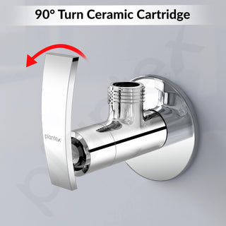 Plantex Pure Brass Angle Valve for Bathroom/Single Lever Angle Cock/Stop Cock with Wall Flange/Kitchen and Bathroom Accessories (ZUR-1504, Chrome)
