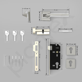 Plantex Triple Security Door Lock for Home/Main Door Lock Set with 3 Years of Warranty/Mortise Lock for Door with Brass Lock Body & Cylinder(Satin White & Chrome Finish)