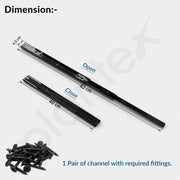 Plantex 16 Inch Soft Close Drawer Channel/Regular Close Ball Bearing Slider Drawer Channel for Home, Kitchen & Wardrobe/Telescopic Channel for Drawer - Pair of 1 (Black)