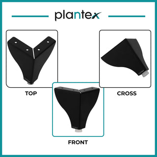Plantex 4 Inch Sofa Legs for Bed Furniture/Sofa Legs for Table/Sofa Support Legs with Rubber Grip (Black, 6 Pcs)