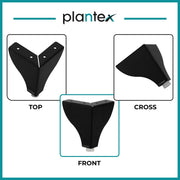 Plantex 4 Inch Sofa Legs for Bed Furniture/Sofa Legs for Table/Sofa Support Legs with Rubber Grip (Black, 6 Pcs)