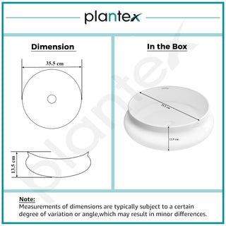 Plantex Ceramic Basin/Countertop Vessel Sink/Tabletop Wash Basin/Washbasin for Bathroom with 10 Years Glaze Warranty by Plantex (White Glossy - 16 x 16 x 5.5 Inch)