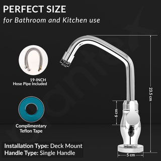 Plantex Pure Brass Basin Mixer Tap/Hot and Cold Water Tap with 360° Swivel Spout/Sink Tap for Kitchen Basin-7 Year Warranty