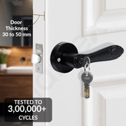 Plantex Door Lock for Main Door/Mortise Lock for Home/Door Handle Lock Set with 3 Computerise Keys - (Black)