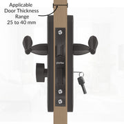 Plantex Heavy-Duty Door Lock/Door Handle Set with 3 Years of Warranty/Mortise Lock with 3 Keys, Brass Lockbody & Cylinder (8135 - Grey)