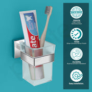 Plantex Stainless Steel Glass Tumbler Holder for Bathroom/Toothbrush Stand - Pack of 1, Aqua (Chrome)