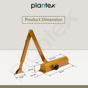 Plantex Heavy Duty Door Closer/Aluminium Door Closers for Wooden Door/75kg Hydraulic Door Closer for Home/Office/Hotel/Wide 180 Degree Opening (ISO 9001 Certified) - Golden