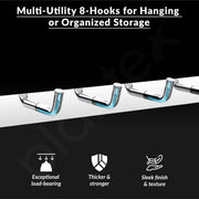 Plantex Wall Hooks for Hanging Cloth/Stainless Steel Towel Hangers/Bathroom Robe Hooks/Door Hangers/Wall Hook Rack/Hook Rail for Hanging Keys - 8 Hooks (Pack of 3, Chrome)