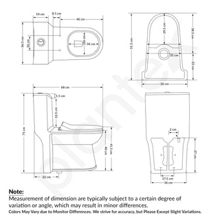 Plantex Platinum Ceramic Western Commode/Rimless Washdown One Piece Western Toilet/Commode for Bathroom with Soft Close Toilet Seat - S Trap Outlet (Choco)