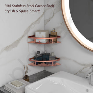 Plantex 304 Stainless Steel Corner/Bathroom Shelf/Kitchen Shelf/Wall Mount - Pack of 2 (PVD Rose Gold,9x9 Inches)