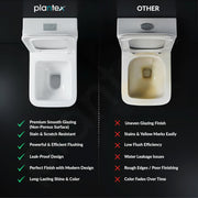 Plantex Platinum Ceramic Commode/S Trap One Piece Western Toilet/Rim Washdown Flush Commode with Soft Close Toilet Seat Cover (White)