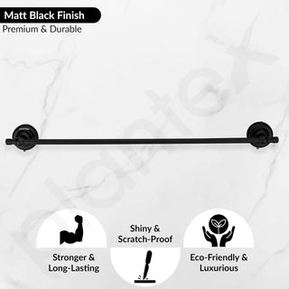 Plantex 304 Grade Stainless Steel 24 inch Towel Hanger for Bathroom/Single Towel Rod/Holder/Bar/Bathroom Accessories - Skyllo (Black)