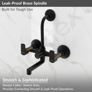 Plantex Wall Mixer for Bathroom 2 in 1 with L-Bend Connecter for Overhead Shower with Brass Spindles/Wall Mixer with Nickel Chrome Mirror Finish/Teflon Tape and Wall Flange-(Saga-blk)